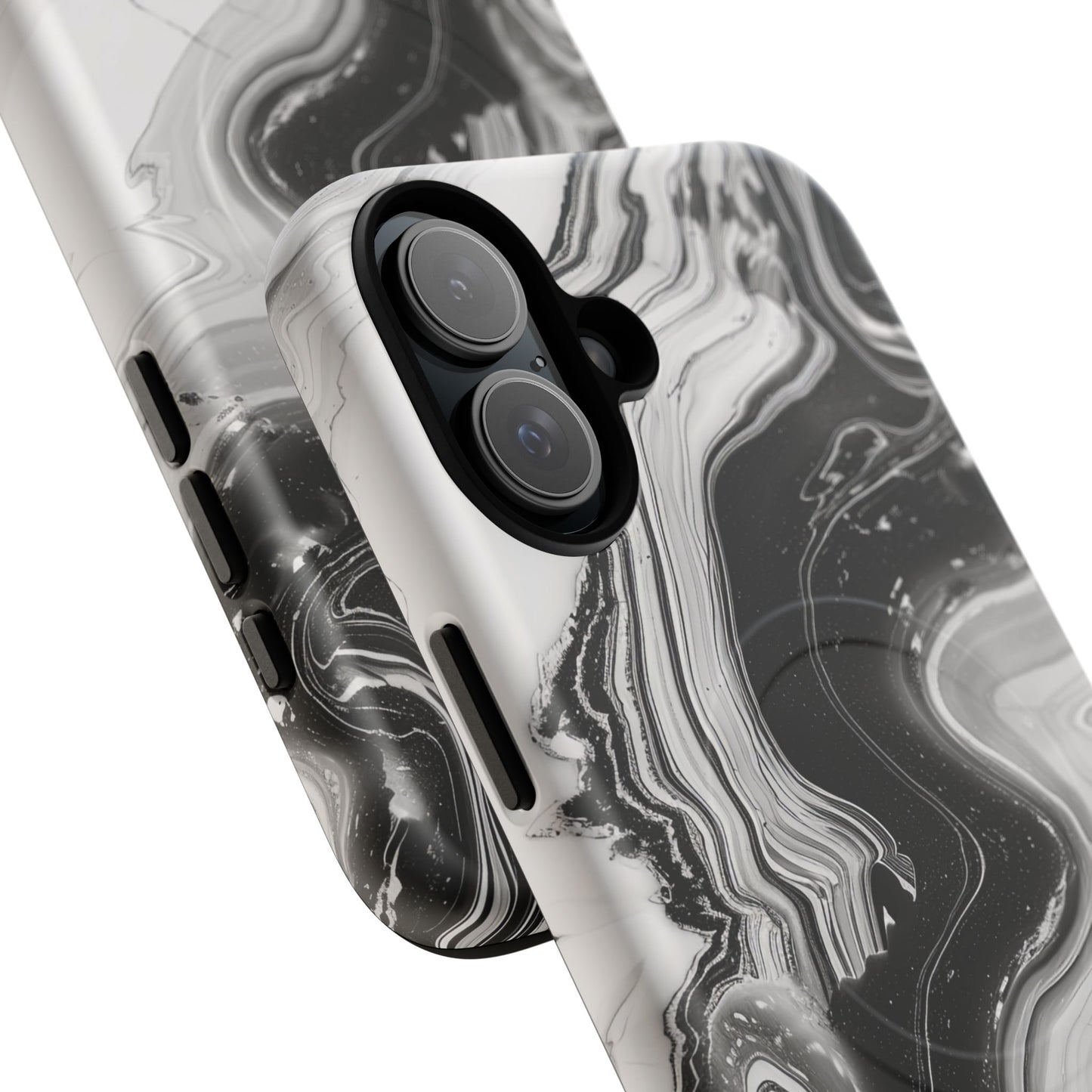 Black Marble Magnetic iPhone Case for Tough Protection, Stylish iPhone Mobile Accessory, Fashionable Gift, Unique Marble iPhone Design, Durable Smartphone Cover