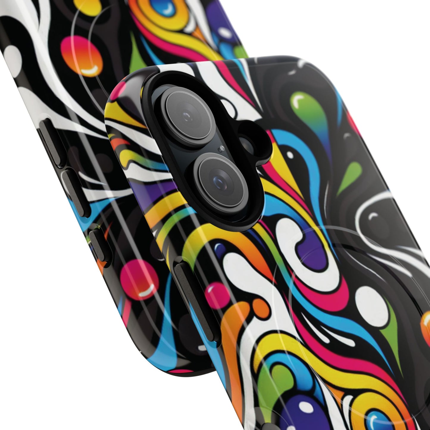 Vibrant Yin Yang Pop Splash Tough Magnetic iPhone Cases, Bold Artwork, Customizable Protection, Gift for Tech Lovers, Colorful iPhone Accessories