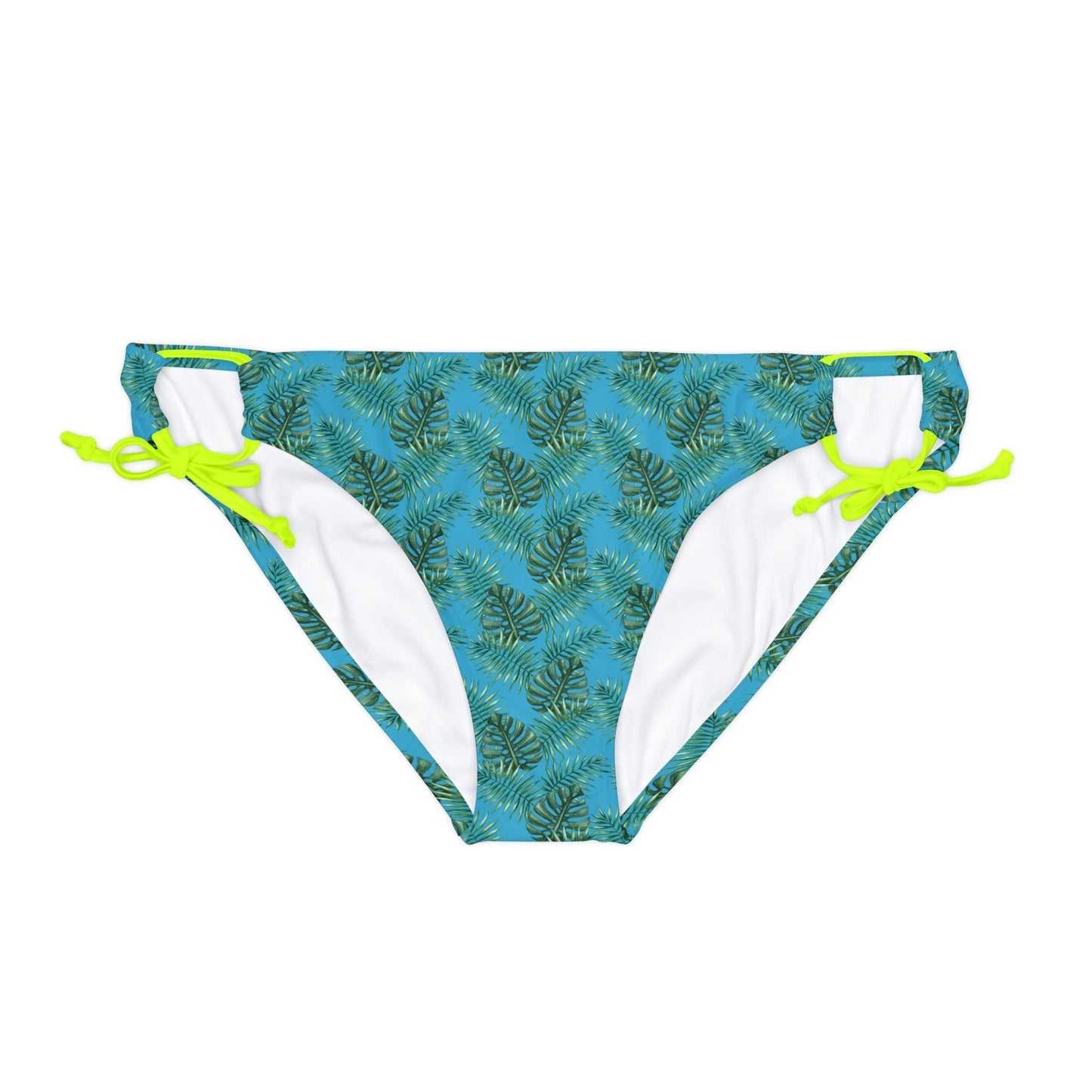 Turquoise Tropical Bliss Loop Tie Side Bikini Bottom (AOP)