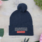 Cozy Pom-Pom Knit Cap with 'ELOHIM, GENESIS 1:1'  Embroidery Beanie - Stylish Winter Accessory for All Ages, Perfect Gift for Birthdays, Holidays, and Outdoor Activities