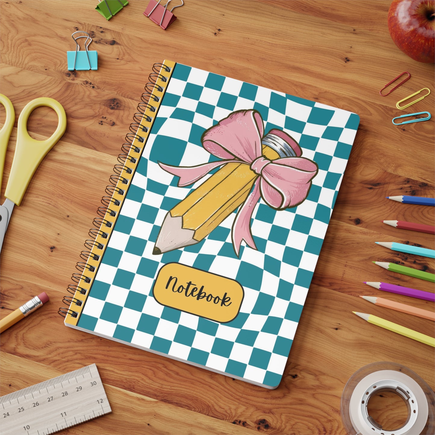 Teal Checkered Charm Softcover Notebook, A5 (PY)