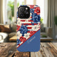 Personalized Stars, Stripes & Petals Tough Magnetic MagSafe Case, Patriotic Cover, Floral Design, Durable Protection, Gift for Her, Summer Vibes