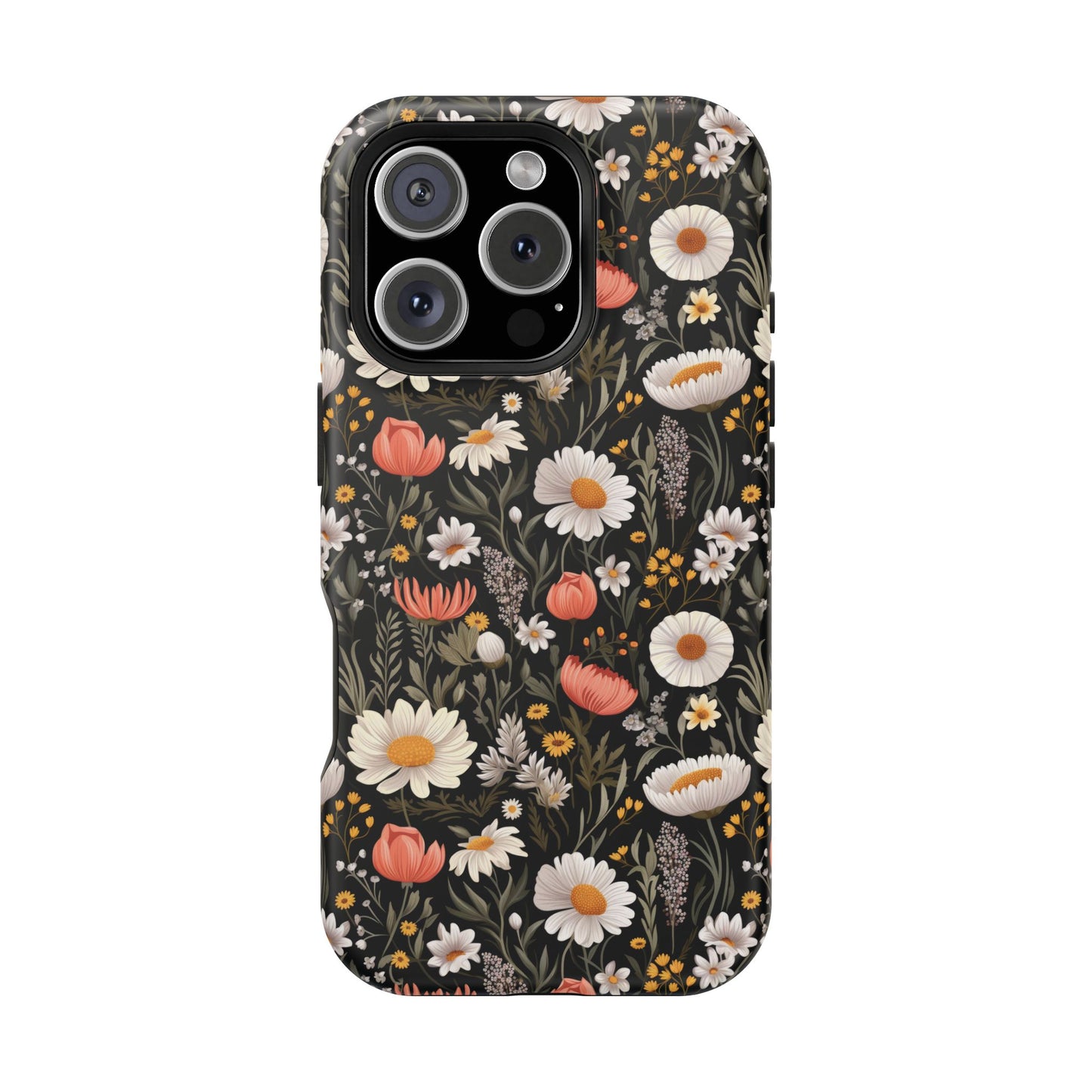 Blossom Elegance: Noir Garden Magnetic Tough iPhone Cases