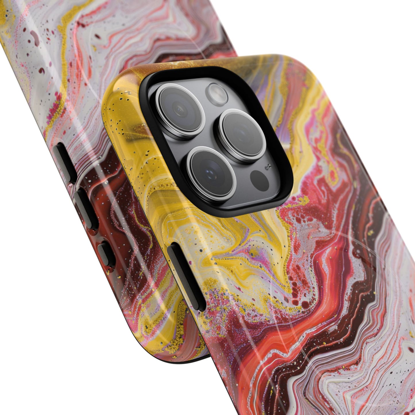 Colorful Red Marble iPhone Case, Tough Magnetic Cases, Stylish iPhone Protection, Unique Gift for iPhone Lovers, iPhone Accessories
