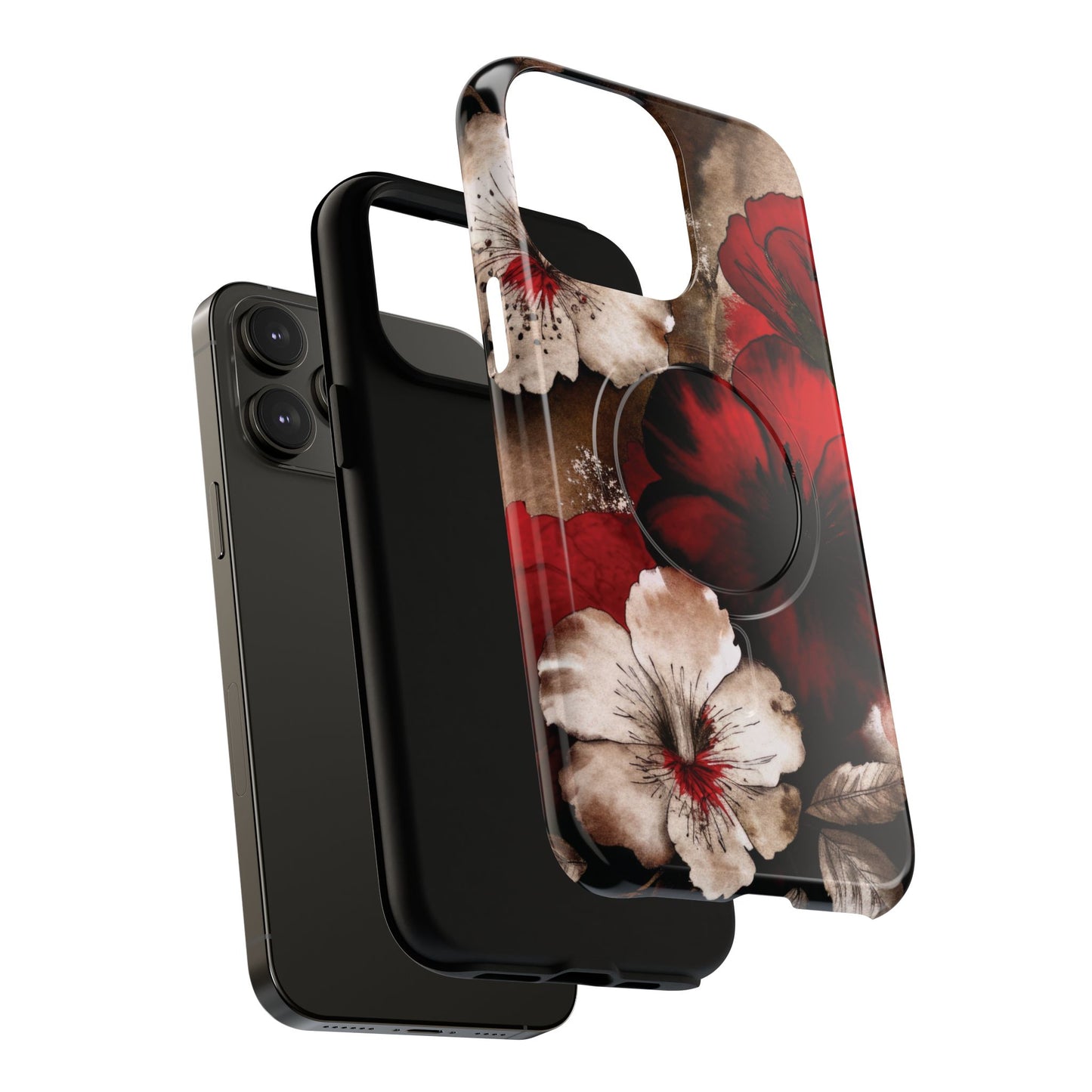 Crimson Noir Tough iPhone Magnetic Cases, Tough iPhone Protector, Stylish Floral Design, Gift for Her, Floral Accessories