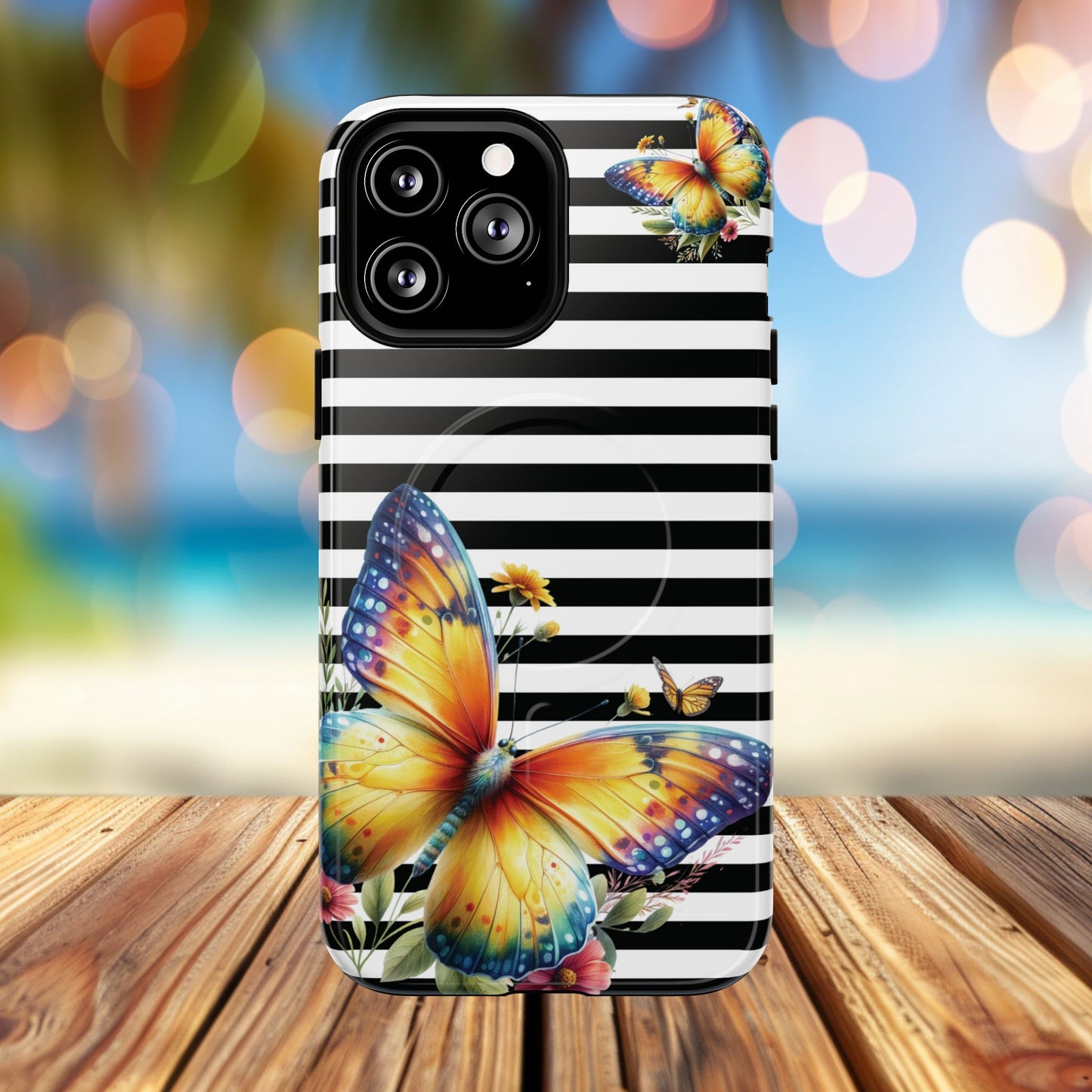 Botanic Flight Tough iPhone Magnetic Cases, Floral iPhone Cover, Stylish Tech Accessory, Gift for Nature Lovers, Butterfly Design, Unique Phone Protector