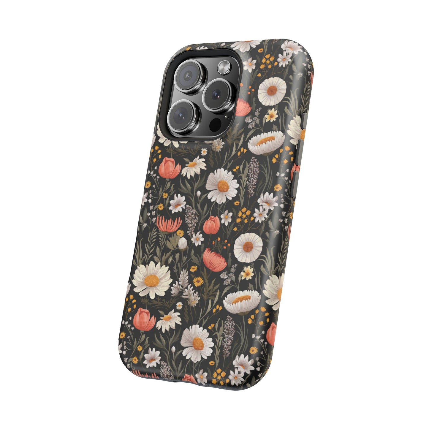 Blossom Elegance: Noir Garden Magnetic Tough iPhone Cases