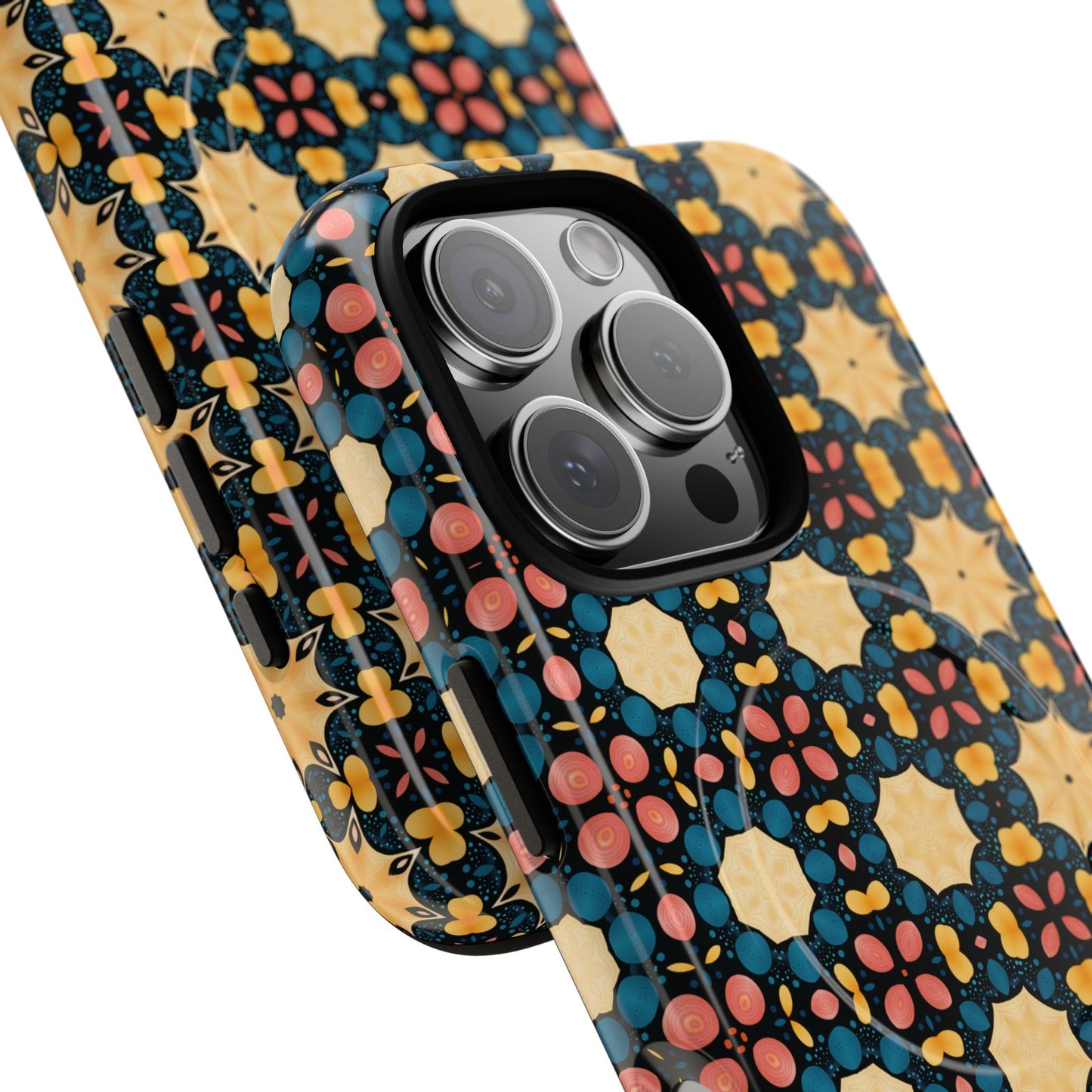 Celestial Spice Tiling Colorful Tough Magnetic iPhone Case, Unique iPhone Cover, Artistic Mobile Shell, Durable Design Accessory, Trendy Gift Idea, MagSafe® iPhone Case.
