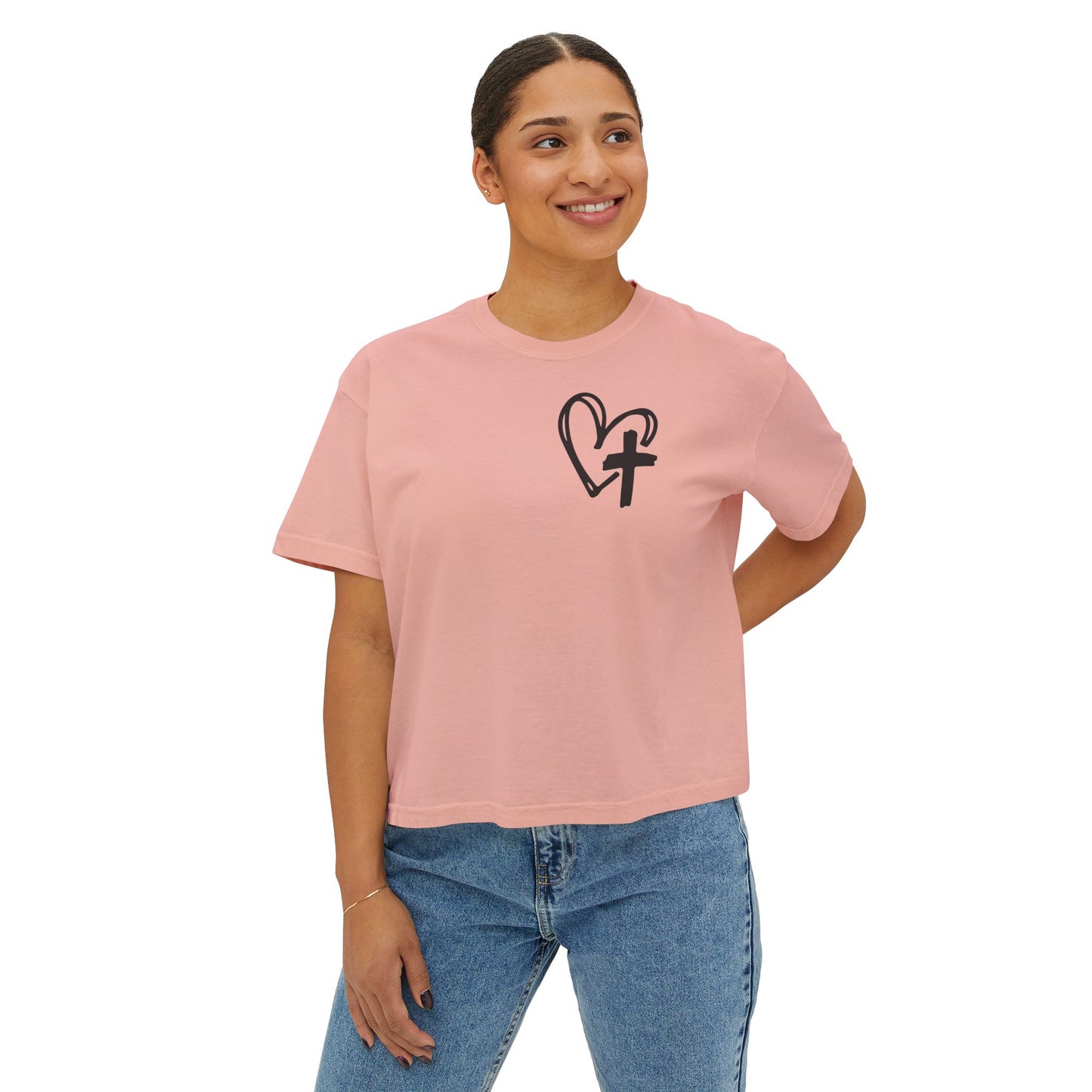 Faith and Floral Cross Women's Comfort Colors Boxy Tee