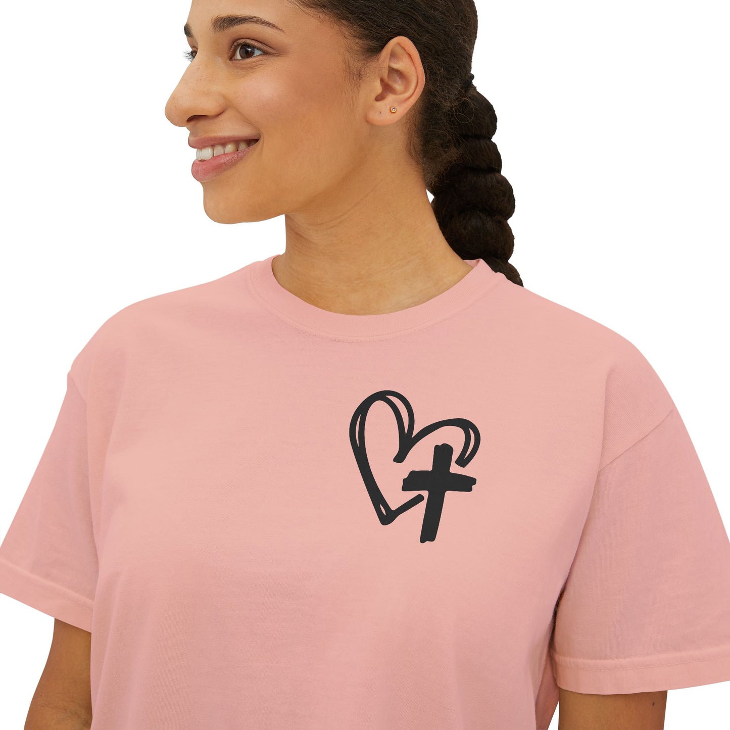 Faith and Floral Cross Women's Comfort Colors Boxy Tee