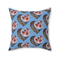 Light Blue Floral Heart Spun Polyester Square Pillow