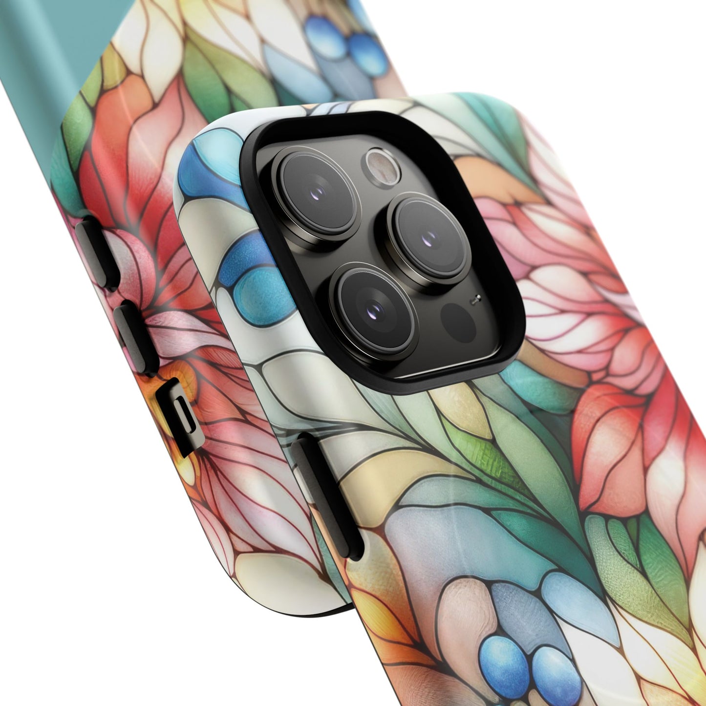 Personalized Radiant Gardenlight Stained Glass Tough MagSafe Magnetic Case, Vibrant Flower Cover, Durable Protective Case, Unique Gift for Her, Spring Elegance, iPhone® 13, 14, 15, 16, 17, Pro, Pro Max, Plus Cases.