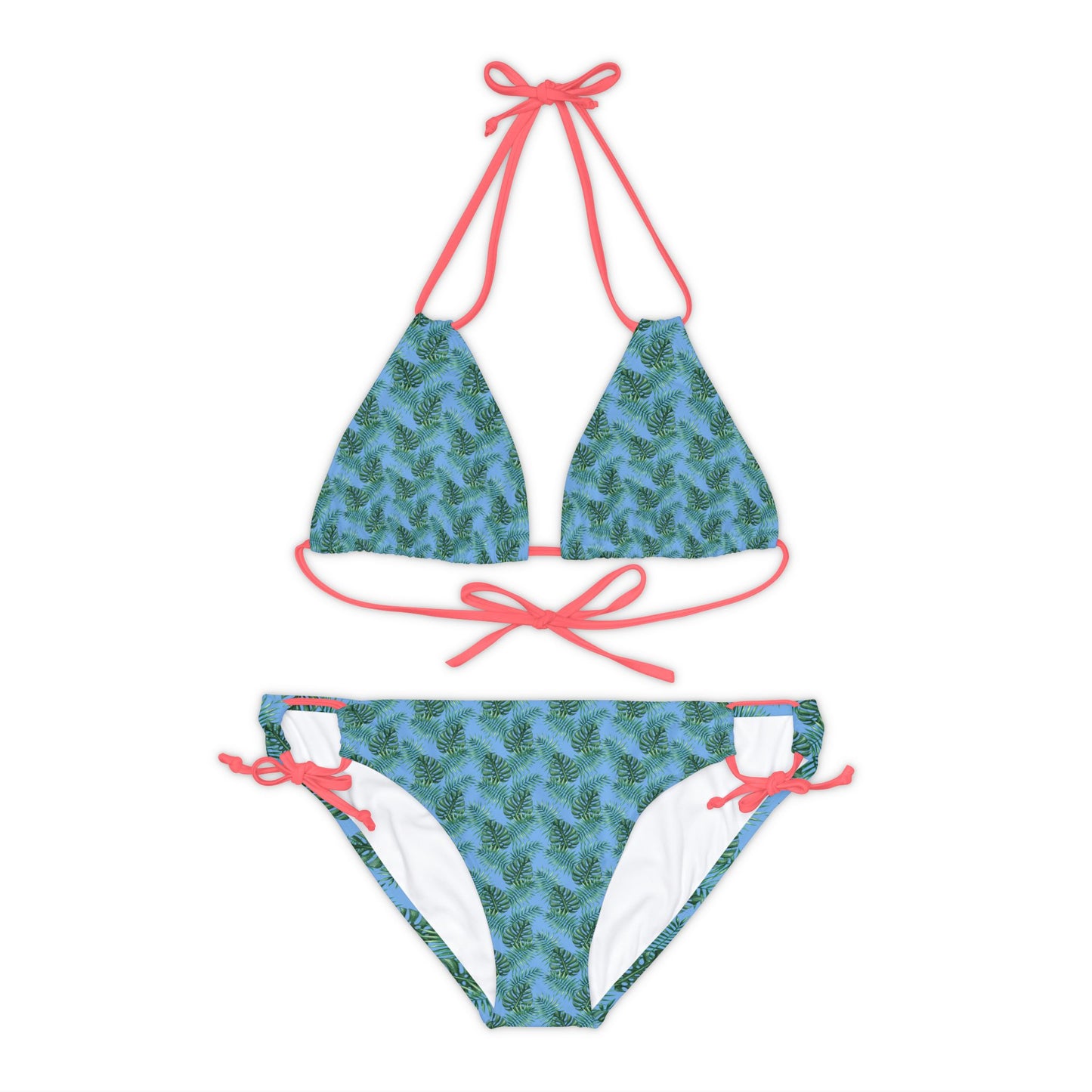 Blue Tropical Bliss Strappy Bikini Set (AOP)