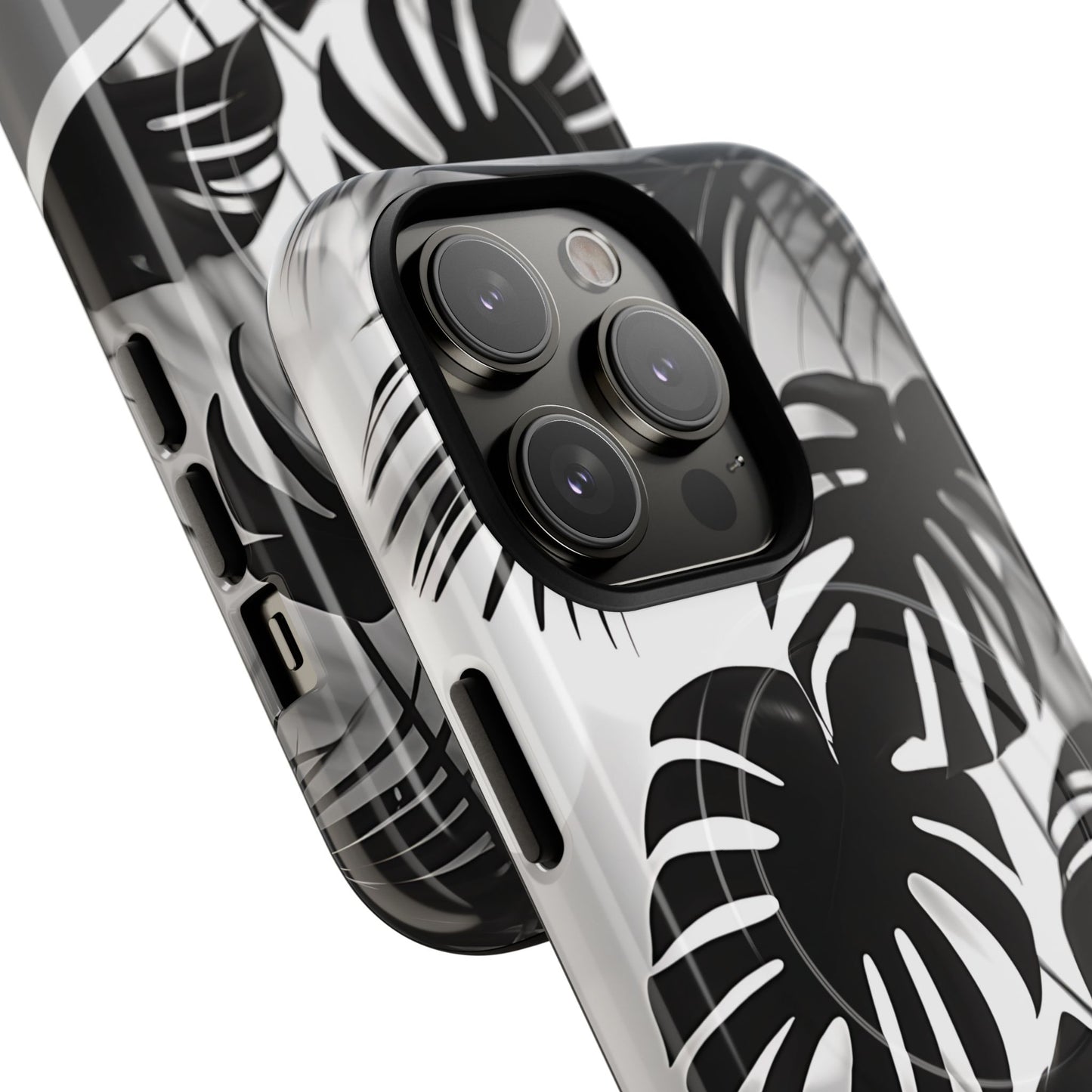 Personalized Monochrome Monstera Tropical Phone Case - Tough Magnetic MagSafe® Cases, Gifts for Nature Lovers, Stylish Phone Accessories, Gifts for Her.