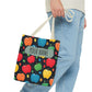 All-Over Apple Print Personalized Tote Bag — Durable Everyday Carry (3 Sizes, 5 Handle Colors)