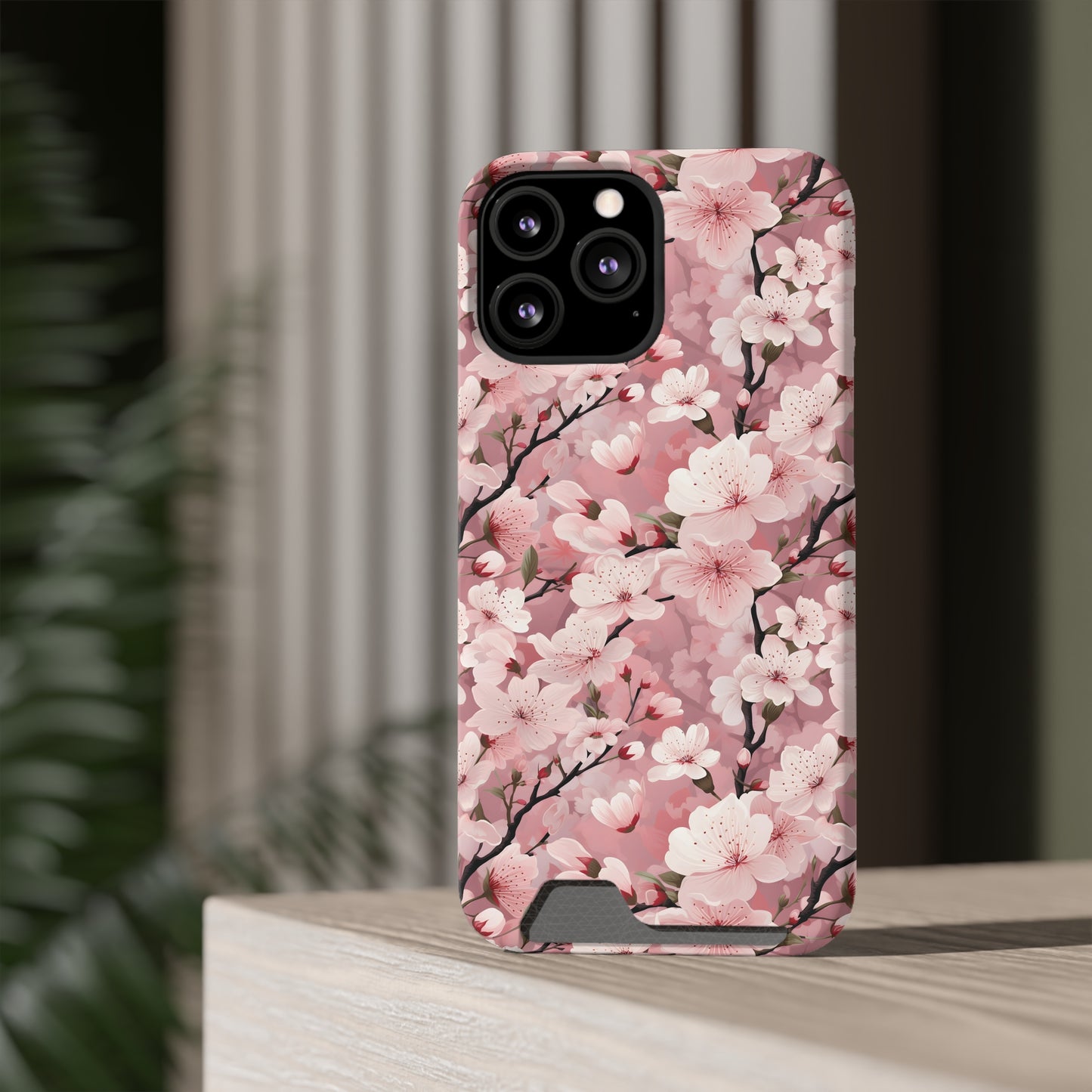 Cherry Blossom iPhone and Samsung Case With Card Holder