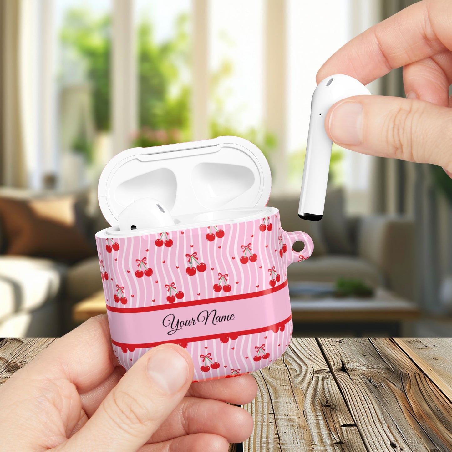 Personalized Cherry Blossom Dreams AirPod Case — Pink Custom Name Charging Cover ,Airpods Pro Gen 1 and 2, Gen 1 to 4.