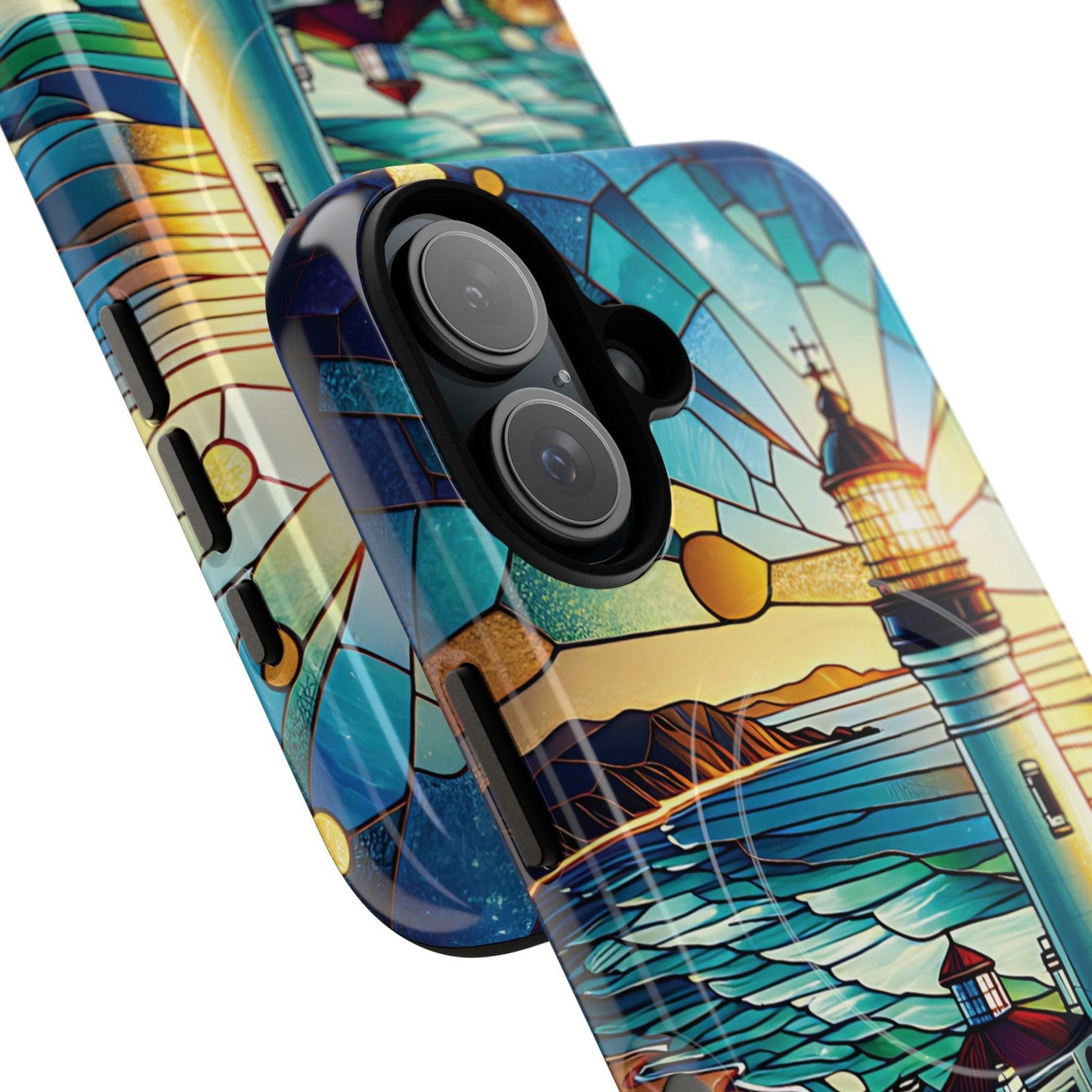 Stained Glass Lighthouse Phone Case - Tough Magnetic Cases, Unique Gifts for Nature Lovers, Beach Vibes, Travel Accessories, Coastal Decor