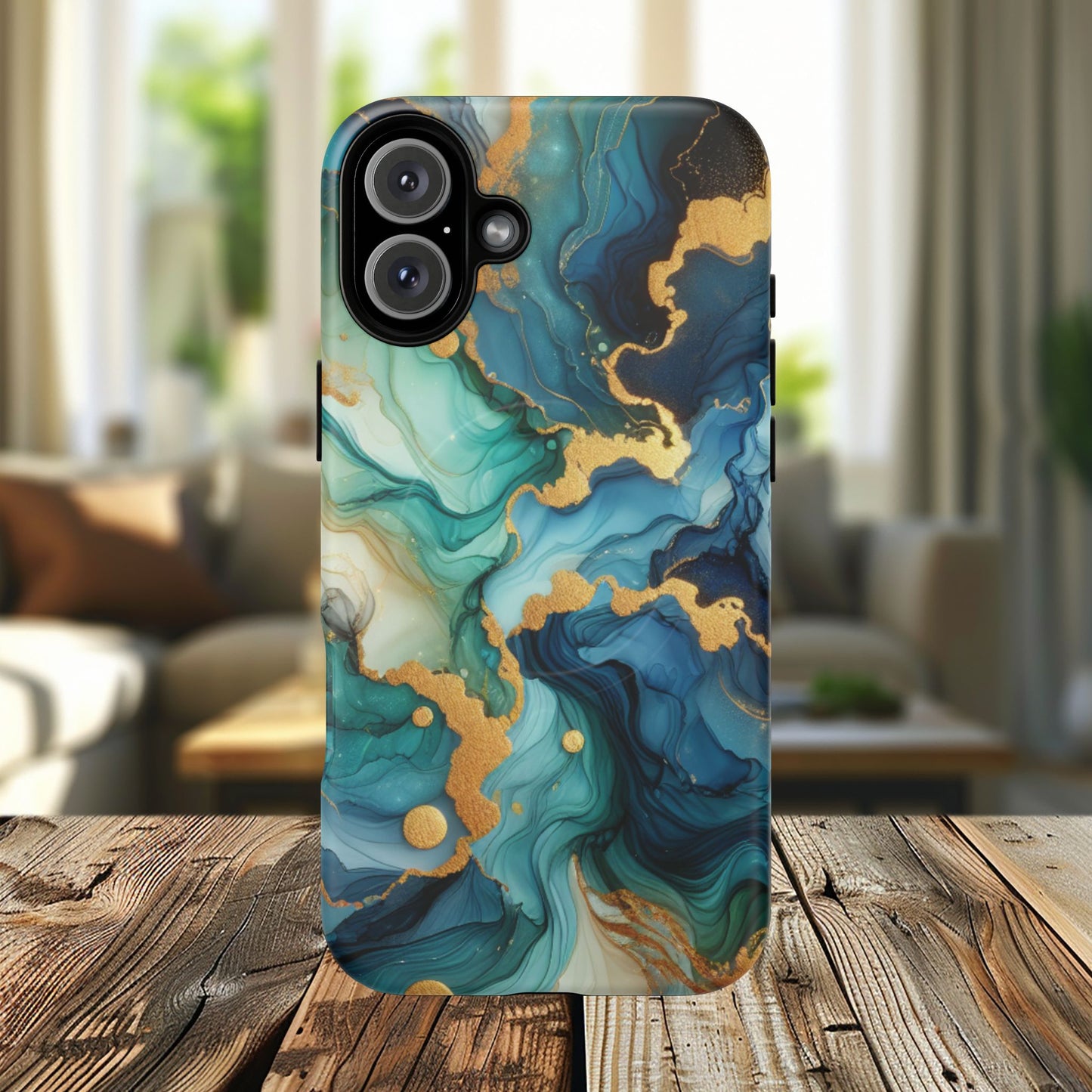 Ocean Quartz Luxe Marble Pattern Tough Magnetic iPhone Case, Phone Accessories, Luxury Gift, Durable iPhone Cover, Unique Design for iPhone Users.