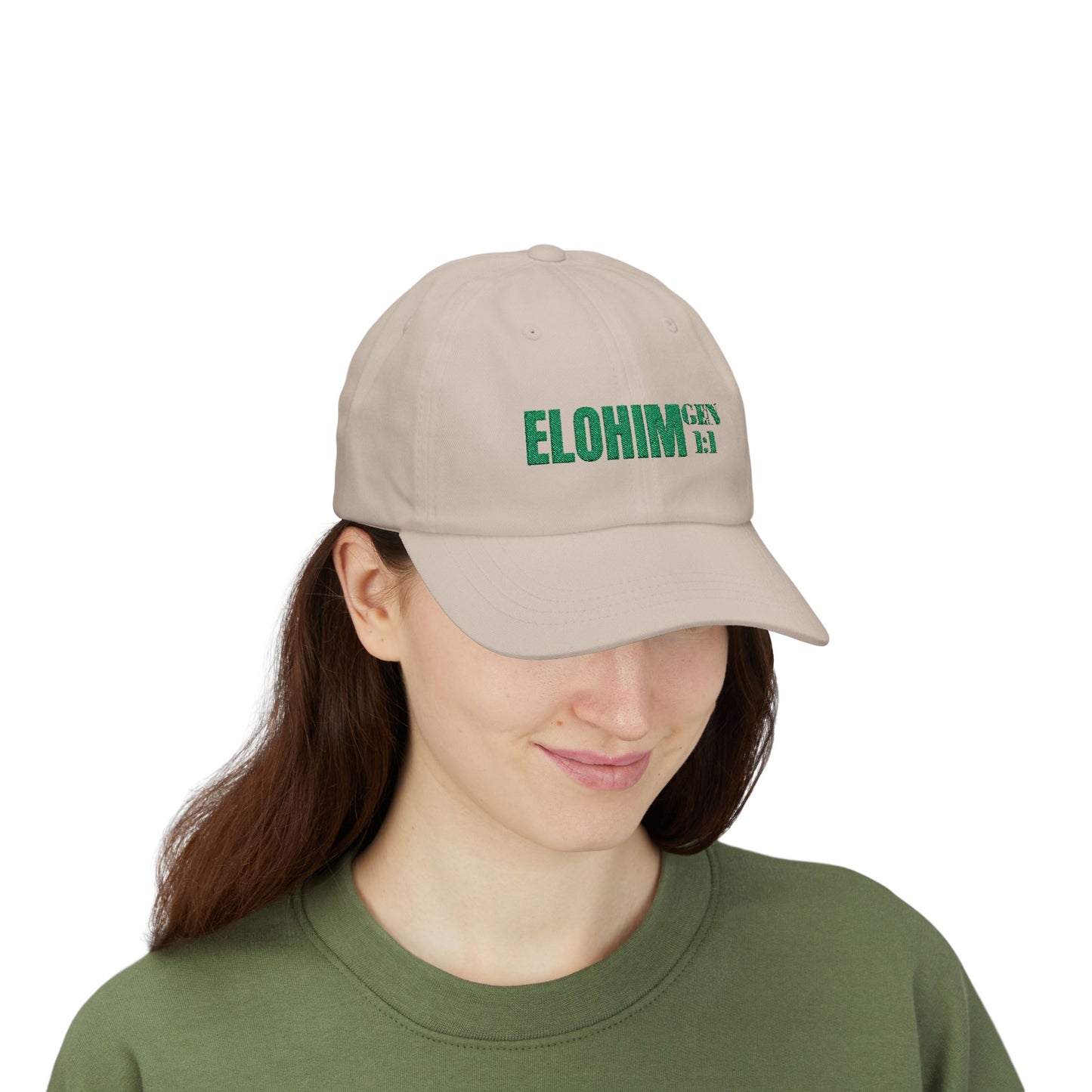 Classic Embroidery Dad Cap with 'ELOHIM, GENESIS 1:1' - Faith-Based Hat, Casual Wear, Gift for Dad, Christian Accessory, Summer Fashion