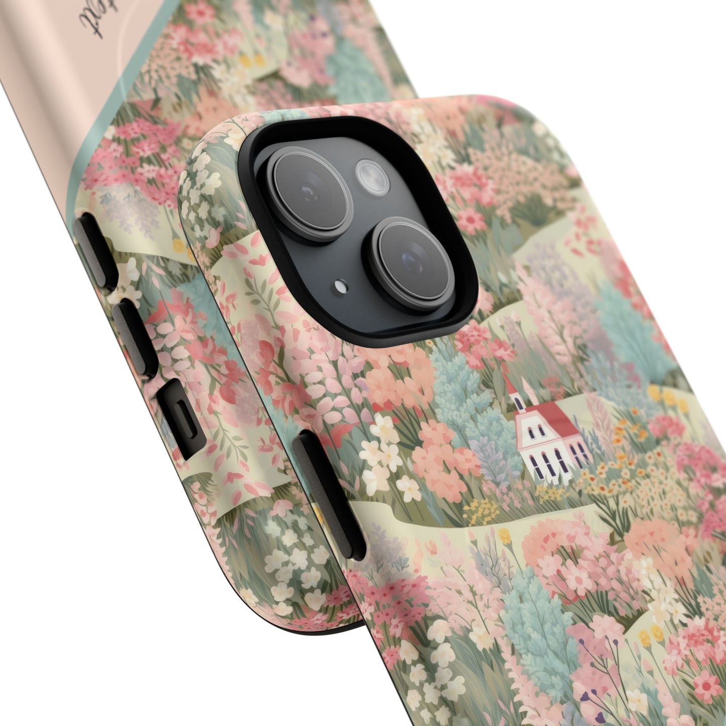 Blush Bloom Village Tough Magnetic MagSafe®Case, Durable Protection, Unique Gift for Nature Lovers,  iPhone® 13, 14, 15, 16, 17, Pro, Pro Max, Plus Cases.