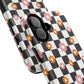 Groovy Checkered Bloom iPhone Case, Tough Magnetic Cases for Women, Stylish iPhone Cover, Trendy Floral Print, Gift for Her, Everyday Accessories