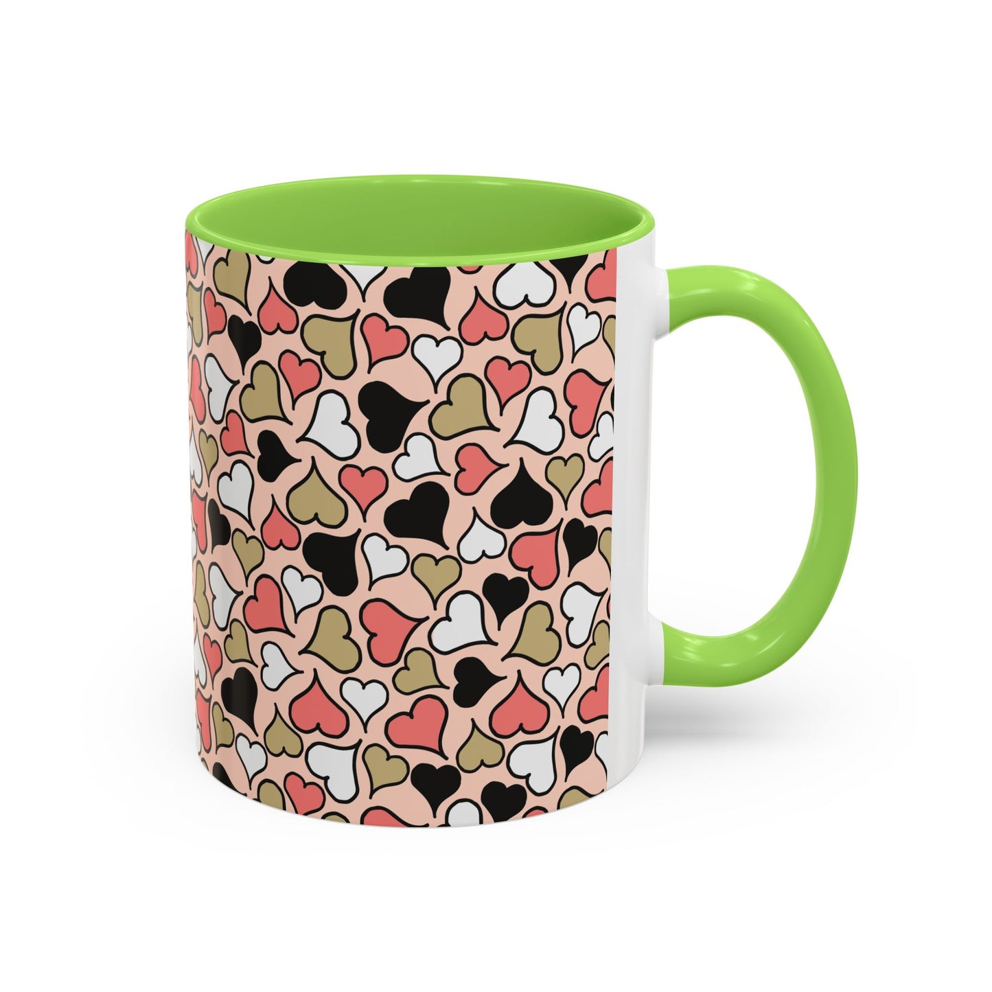 Heart Patterned Coffee Mug - Colorful Love Design, Perfect for Gifts & Celebrations