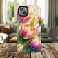 Tulip Glow Tough iPhone Magnetic Case, Floral Design, Spring Gift, Durable Protection, Smartphone Accessories, MagSafe Accessories, Stained Glass Tulip Gift