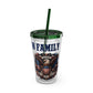 Patriotic Eagle 16oz Tumbler with Straw — "Happy 4th of July" USA Design