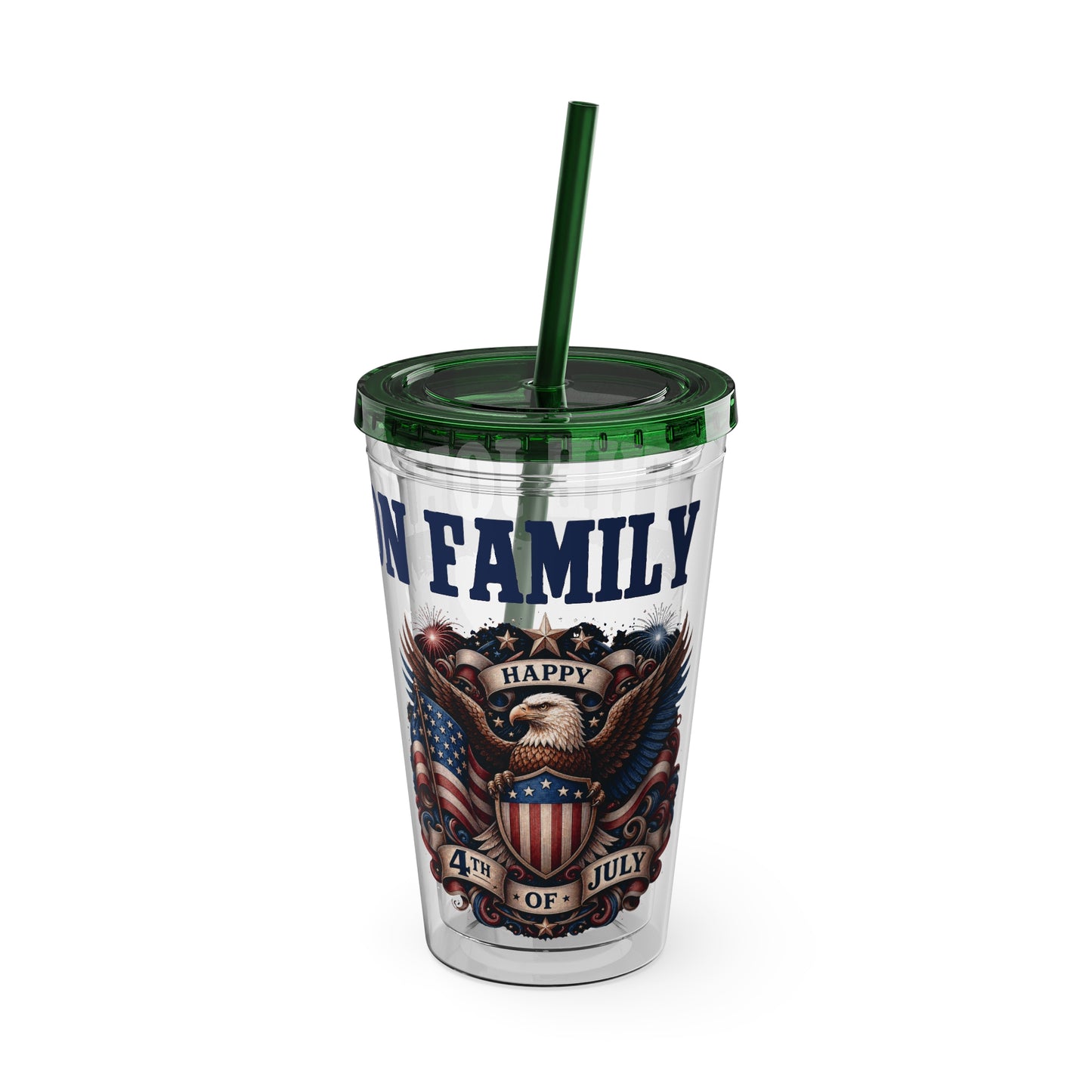 Patriotic Eagle 16oz Tumbler with Straw — "Happy 4th of July" USA Design
