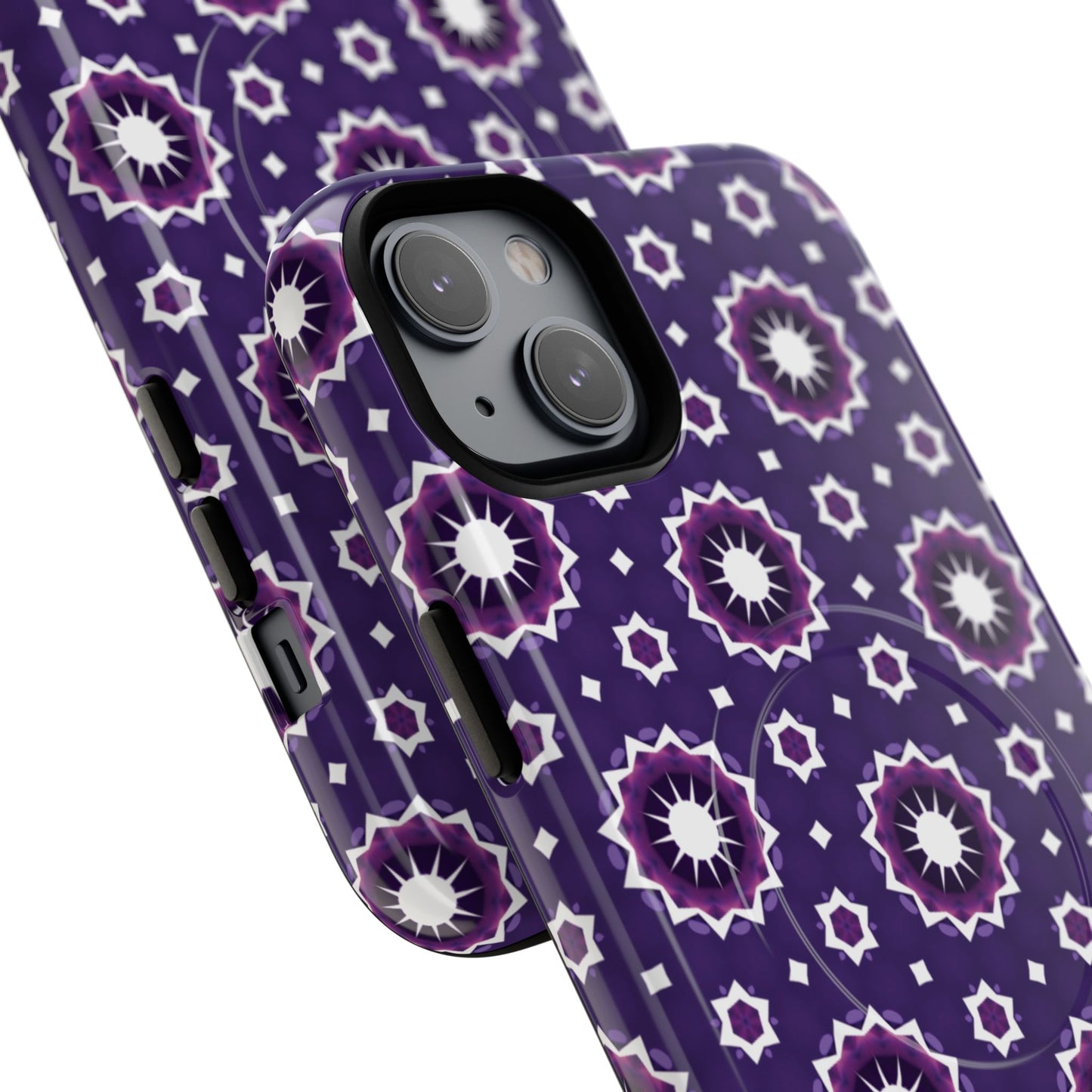 Violet Nova Bloom Stylish Tough Magnetic iPhone Case, Purple Floral iPhone Cover, Durable Cell iPhone Protector, Gift for Her, Mother's Gift