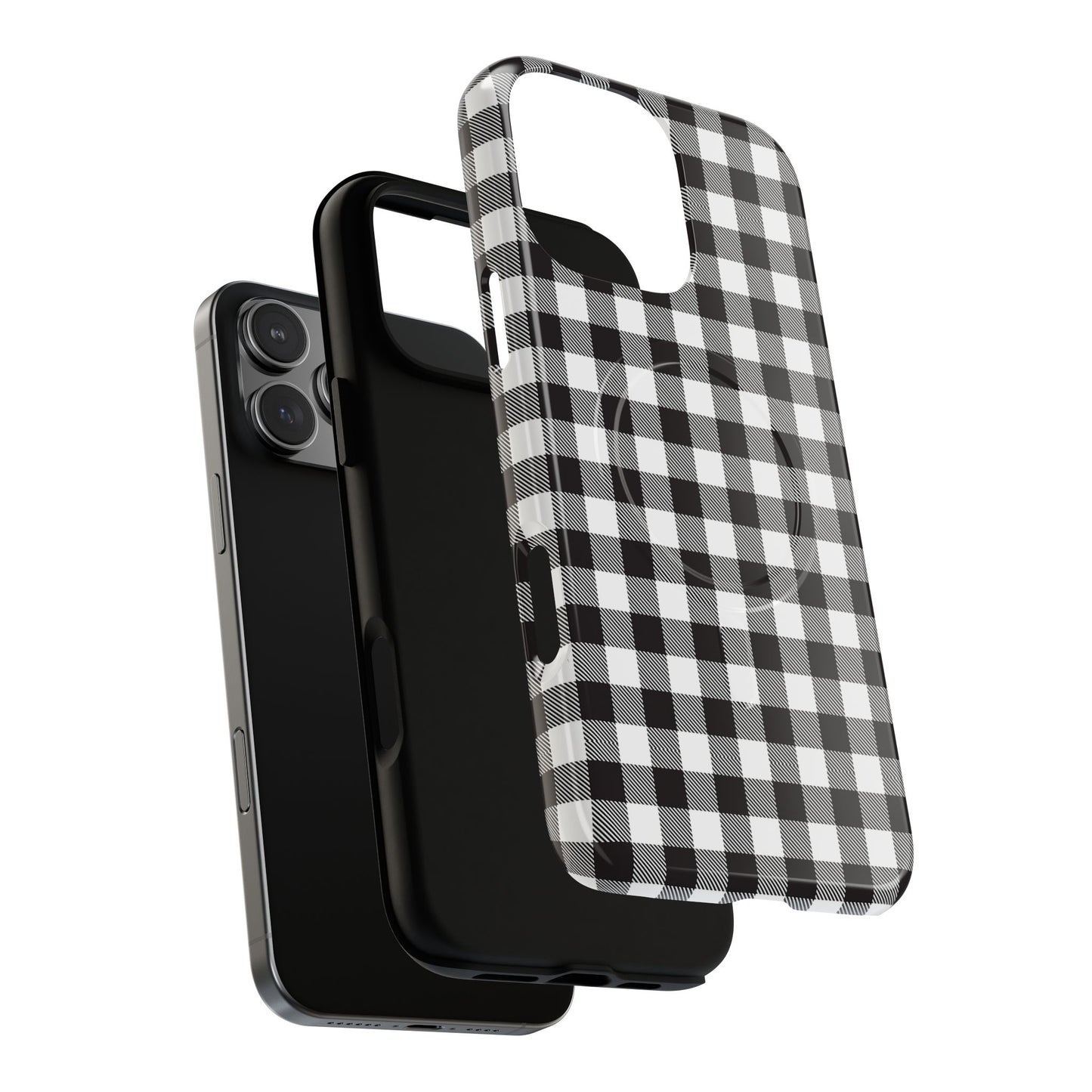 Black and White Gingham Phone Case, Tough Magnetic Cases, Stylish Phone Cover, Gift for Her, Trendy Phone Accessory, Checkered Print