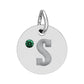 Engraved Birthstone Circle Charm — Personalized Initial Pendant.