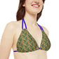 Brown Tropical Bliss Strappy Triangle Bikini Top (AOP)- (PY)