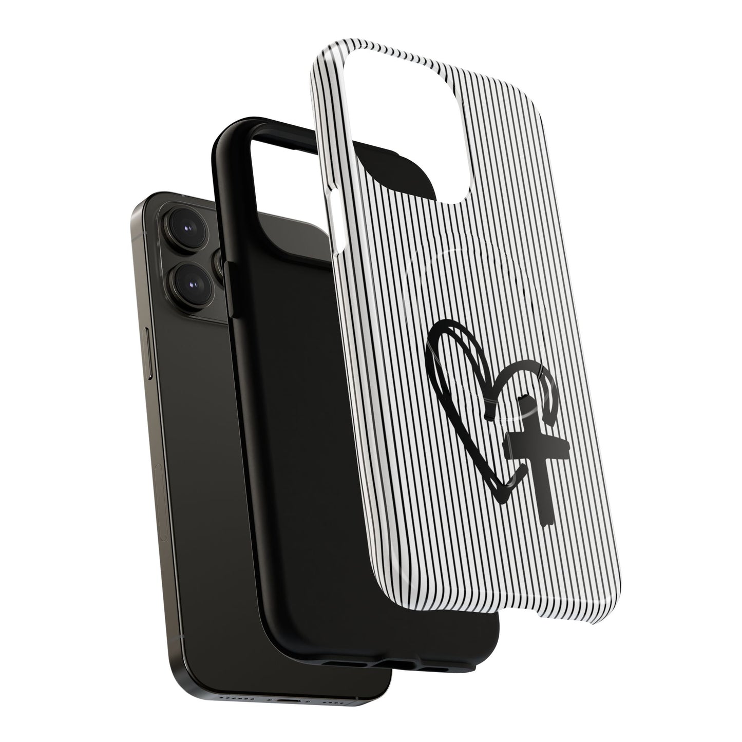 Tough Magnetic Phone Case with Heart & Cross Design, Durable Phone Cover, Unique Gift for Her, Stylish Accessory, Everyday Use