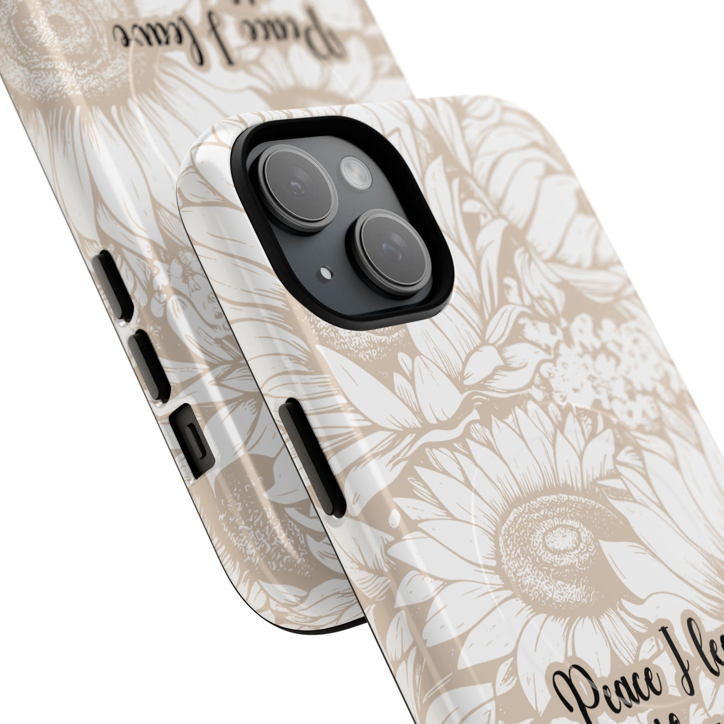 Peace I Leave with You John 14:27,Tough iPhone Magnetic MagSafe® Case Scripture, Sunflower Bible Verse,  iPhone® 13,  14, iPhone 15, iPhone 16, 17, Pro, Pro Max, Plus Cases.