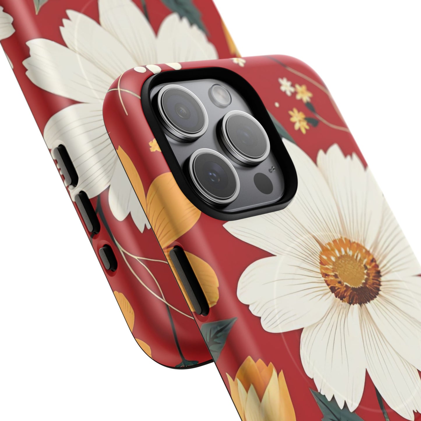 Floral Fusion Tough Magnetic Phone Case | Flower Design, Durable Protective Cover, Gift for Her, Spring Style, Unique Phone Accessory.