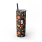 Whimsical Feline Garden Skinny Tumbler with Straw, 20oz