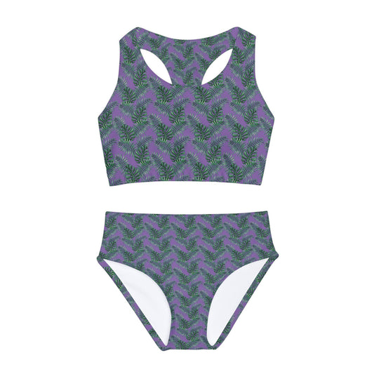 Purple Tropical Bliss Girls Two Piece Swimsuit (AOP)- (PY)