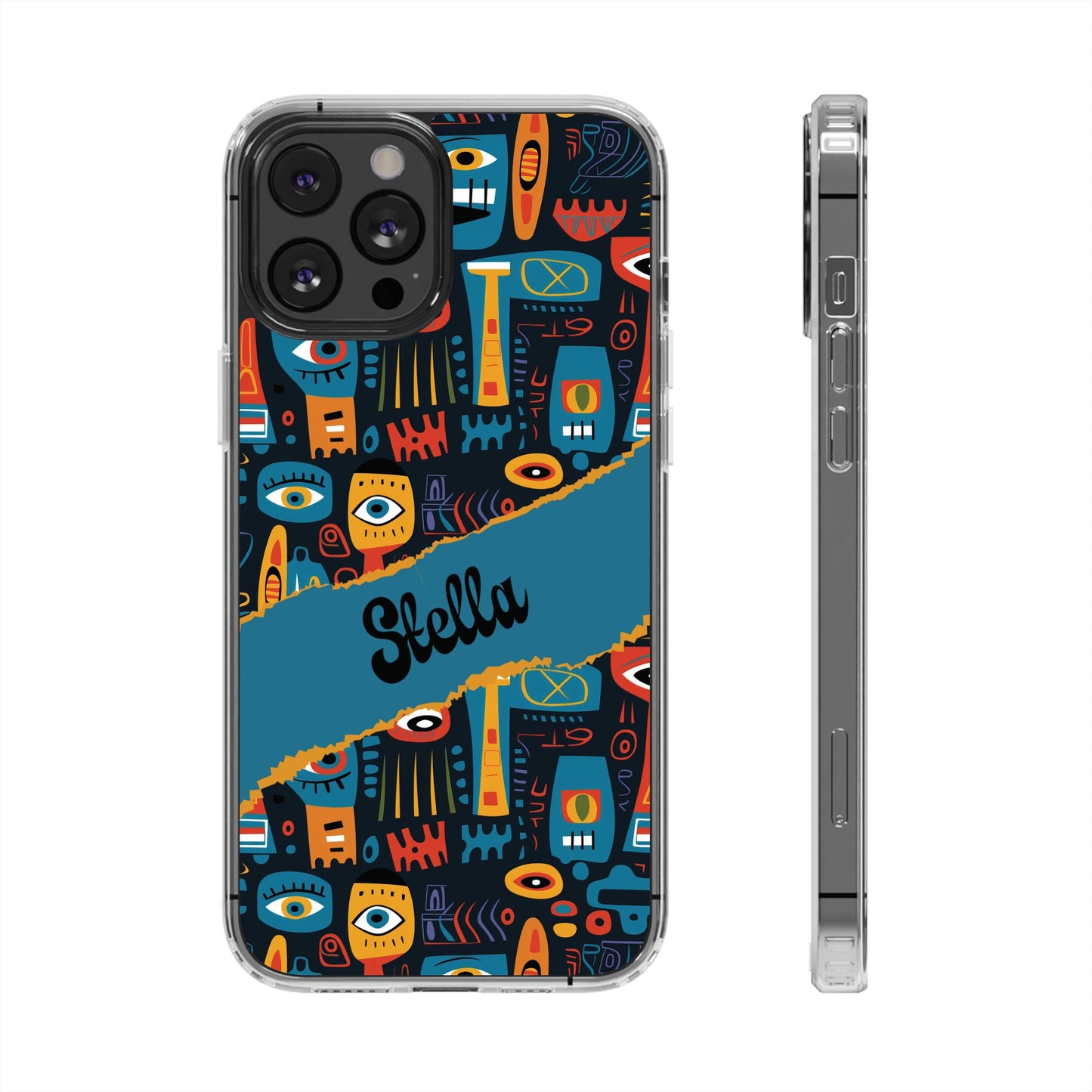 Phone Case — Colorful Abstract Faces Clear Impact-Resistant Case
