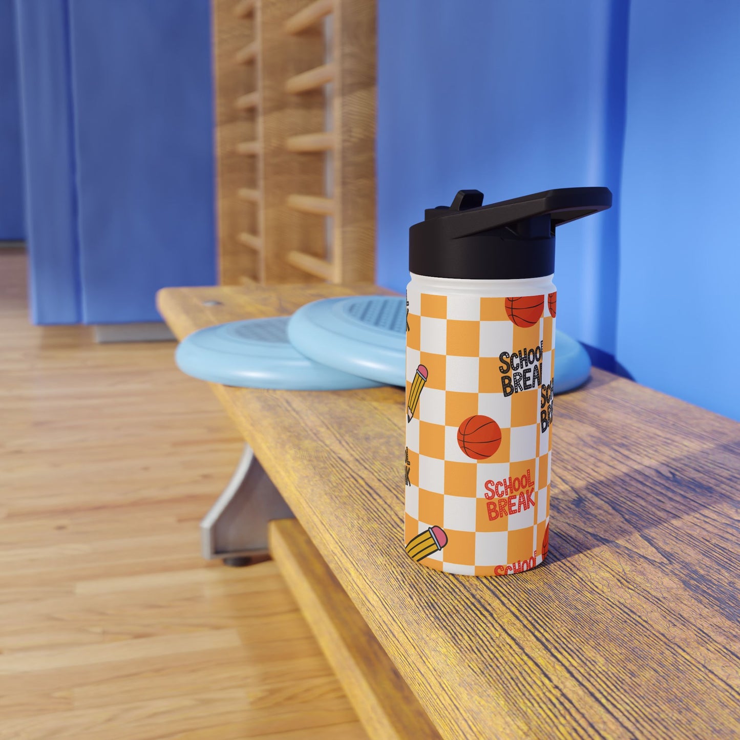 Personalized Orange Chalkboard Chic Inspired Stainless Steel Water Bottle for Kids, School Supplies, Eco-Friendly Drinkware, Back to School, Teacher Gifts