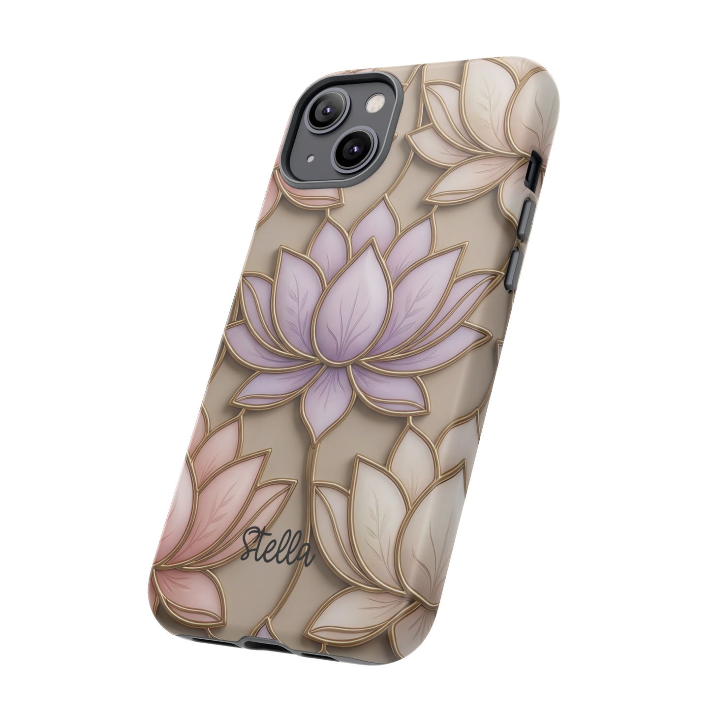 Personalized Lotus Floral Stained Glass Effect Tough Phone Case
