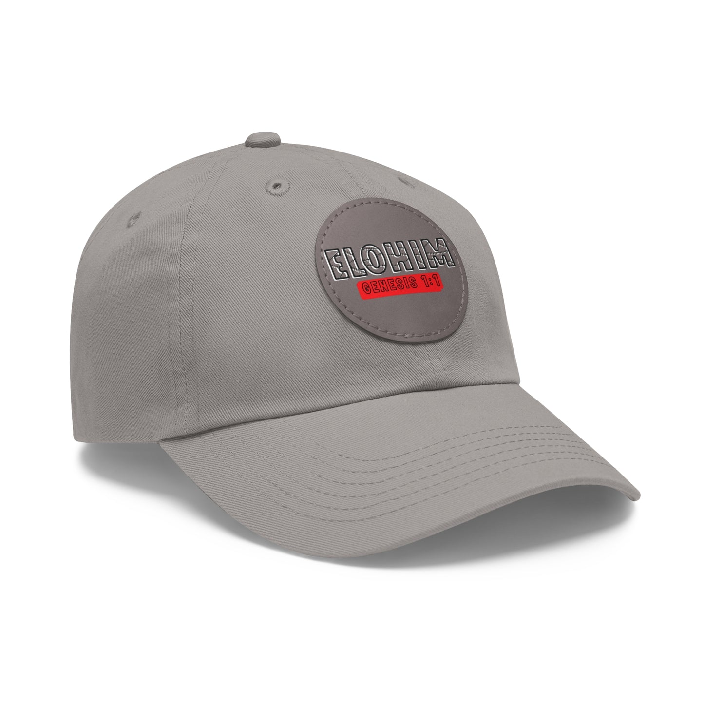'ELOHIM, GENESIS 1:1- Stylish Dad Hat with Leather Patch | a Unisex Gift, Casual Wear, Summer Accessory, Unique Outdoor Cap, Adjustable Sun Hat, Christian Gift