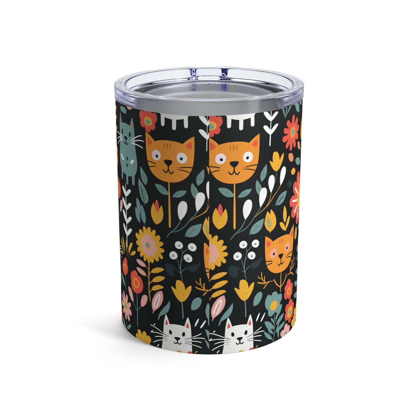 Whimsical Feline Garden Tumbler 10oz