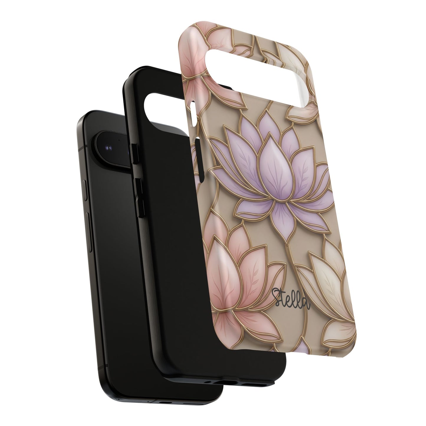 Personalized Lotus Floral Stained Glass Effect Tough Phone Case