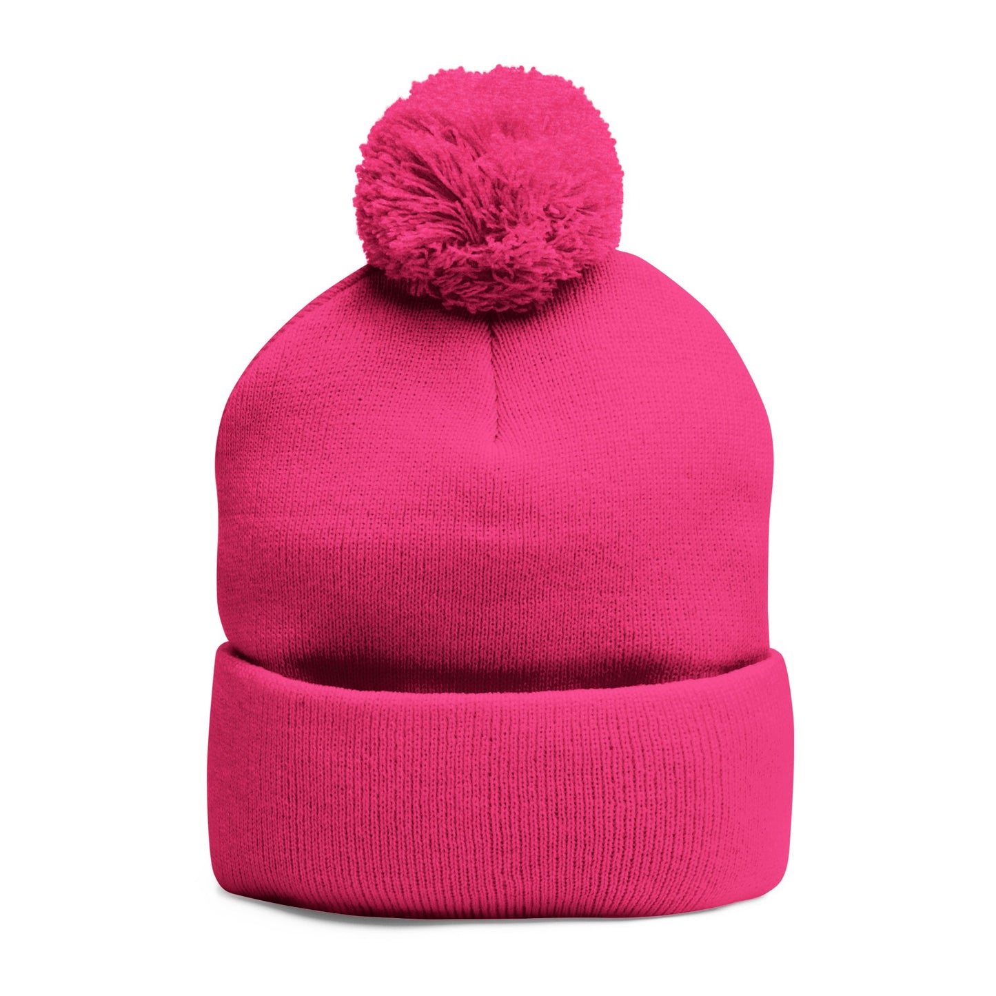 Cozy Pom-Pom Coquette Knit Cap with Embroidered Red Bow