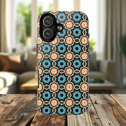 Sahara Star Mosaic Colorful Geometric iPhone Cases, Tough Magnetic iPhone Cases, Vibrant Design iPhone Cover, Durable iPhone Protection, Stylish Tech Accessories.