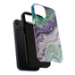 Stylish Purple Acrylic Tough Magnetic iPhone Cases, Unique Protective Cases for iPhone, Colorful Marble Design, Great Gift for iPhone Lovers