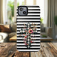 Grace in Bloom Tough Magnetic iPhone Case with Floral Cross Design, Boho iPhone Cover, Striped iPhone Case, Unique Religious Gift, Trendy Cell iPhone Accessory.