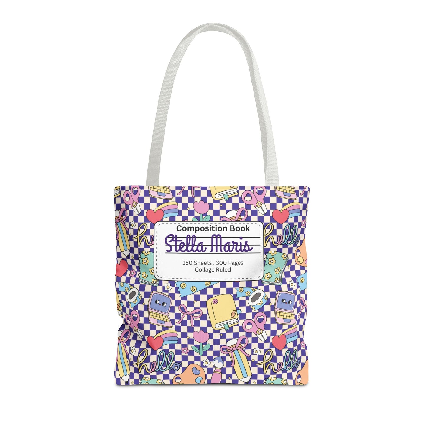 Personalized Purple Doodle Daydream Composition Book Inspired Tote Bag, Back to School Tote, Teacher Gift, Kids Bag, Custom Name Bag, Educational Accessories, Back to School Tote Bag.